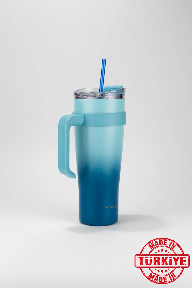 Bernardo Alto Thermos Cup with Straw Navy Blue 1000ml (Made in Turkey) - Image 1